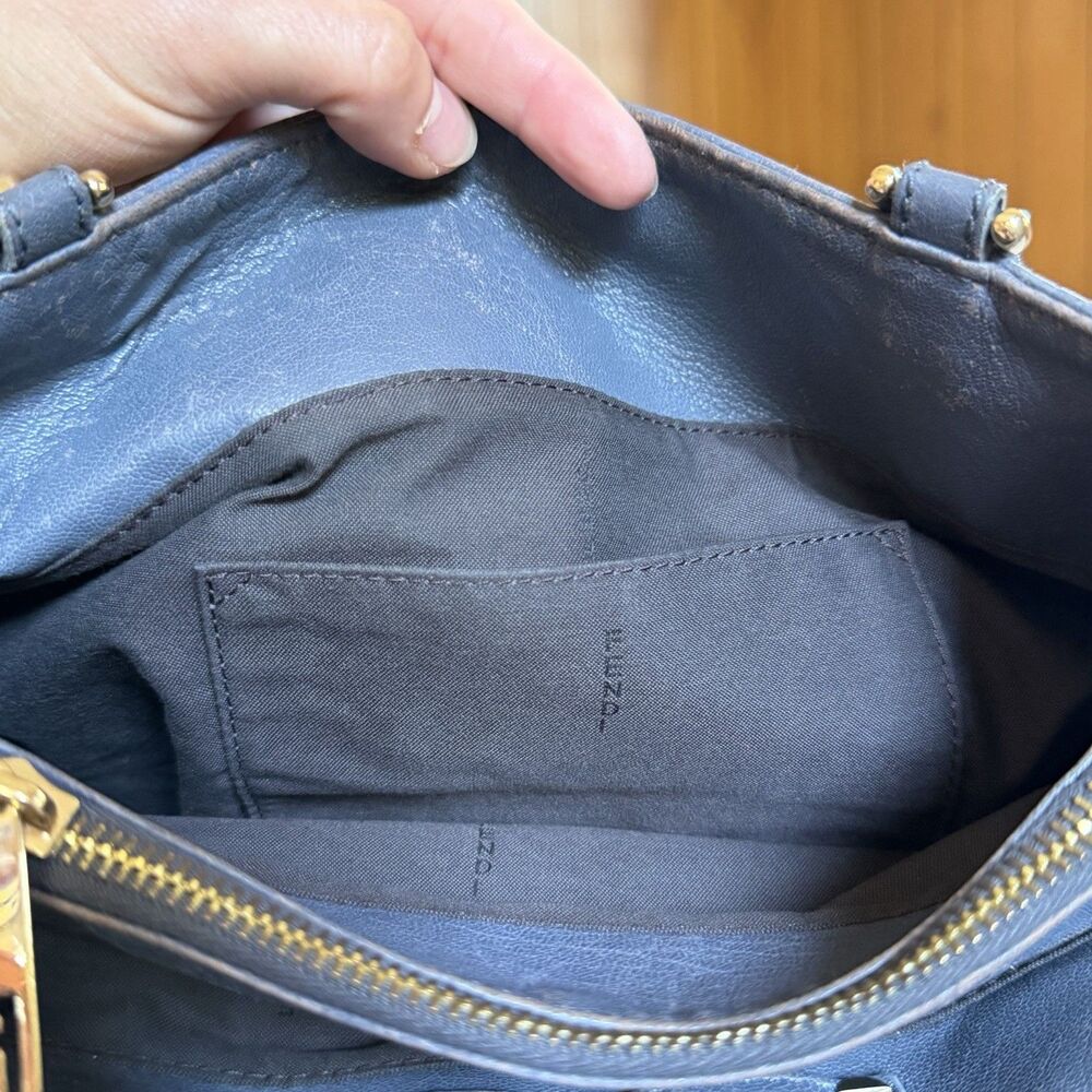 FENDI Crinkled Lambskin Mia Tote Blue Gray Leather Shoulder Handbag Authentic - Picture 15 of 16